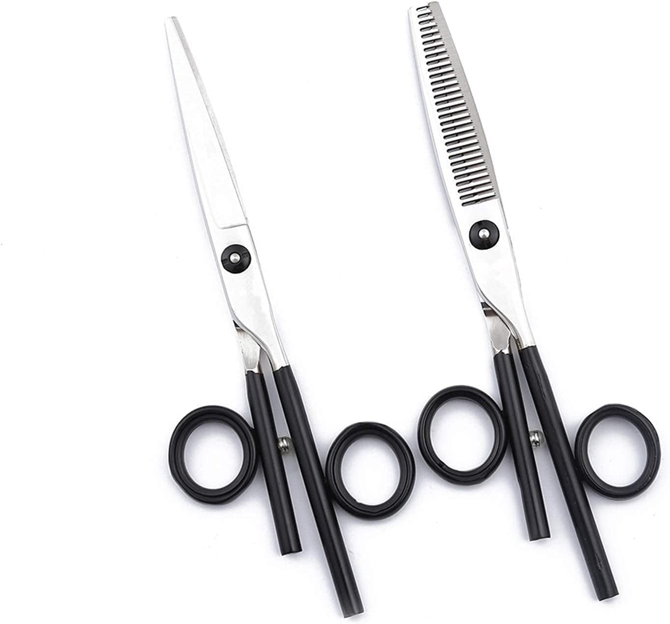 Professional Hair Cutting Scissors Kit - 6 Inch Black Stainless Steel Barber Shears with Thinning & Texture Shears for Salon & Home Hairdressing - Perfect for Styling, Trimming & Layering Hair