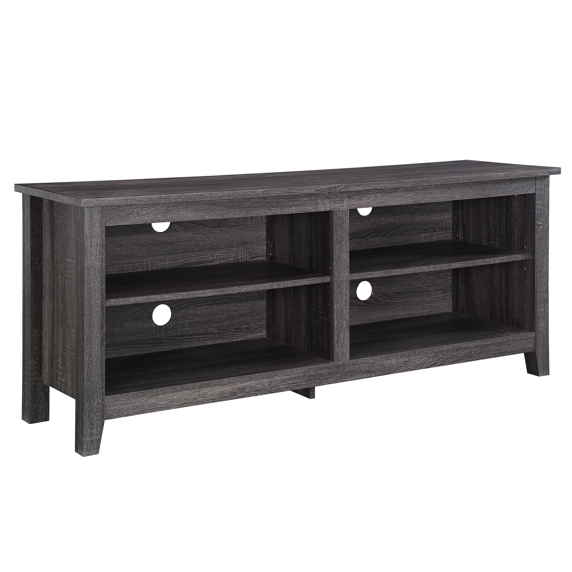Walker Edison Wren Classic 4-Cubby TV Stand for 58-65 Inch TVs - Charcoal Finish - Perfect for Living Room, Bedroom & Home Theater Setup
