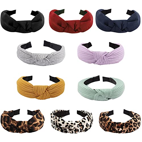 Ondder Women's Fashion Headbands 10 Pack - Knotted, Top Knot, Turban Style Assorted Velvet & Knit Hair Accessories for Women & Girls - Perfect for Workouts, Yoga, and Everyday Styling