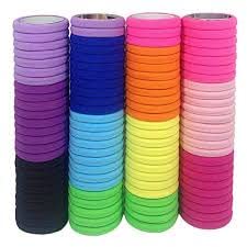 24 Pack Multicolor Neon Hair Ties - Soft Stretchy Cotton Elastic Hair Bands for Women & Girls - Perfect for School, Workouts, and Everyday Styling