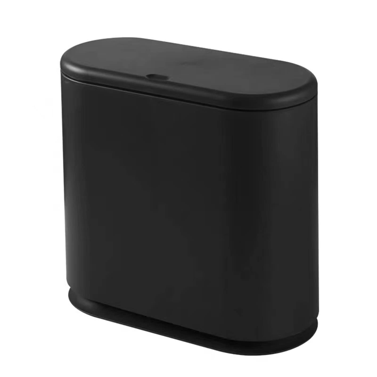 10L Large Capacity Press Type Plastic Trash Can with Lid - Rectangular Double Trash Bin with Carrying Handle for Living Room, Bedroom, Bathroom, Kitchen & Office - Ideal for Waste Segregation & Space Saving (Black)