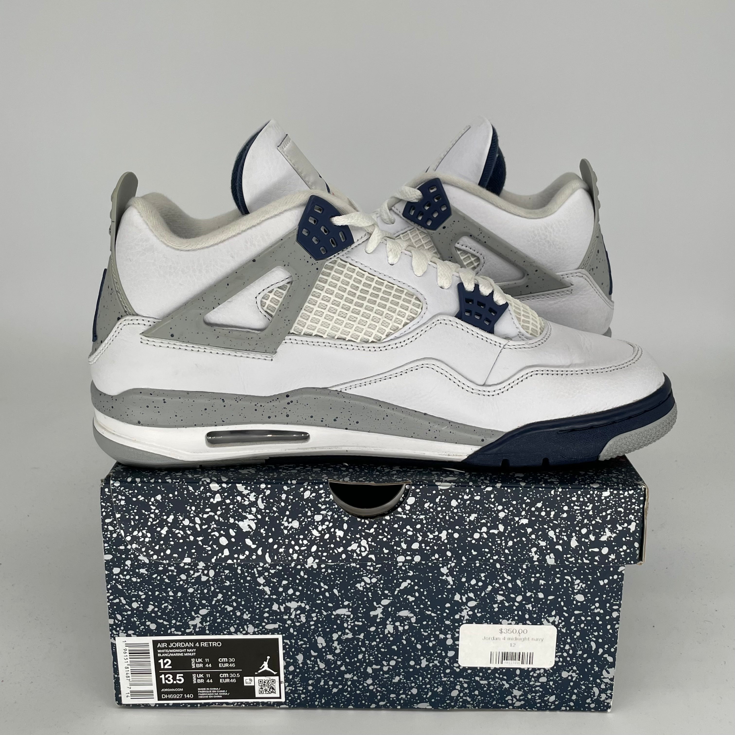 AIR JORDAN 4 Retro Midnight Navy Men's Basketball Shoes Size 12 - DH6927-140 | Authentic Sneakers for Casual Wear, Sports & Street Fashion