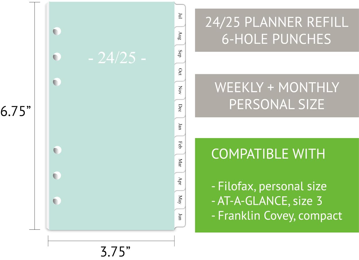 Newestor 2024-2025 Planner Refill - Weekly & Monthly Calendar from July 2024 to June 2025 - 3.75