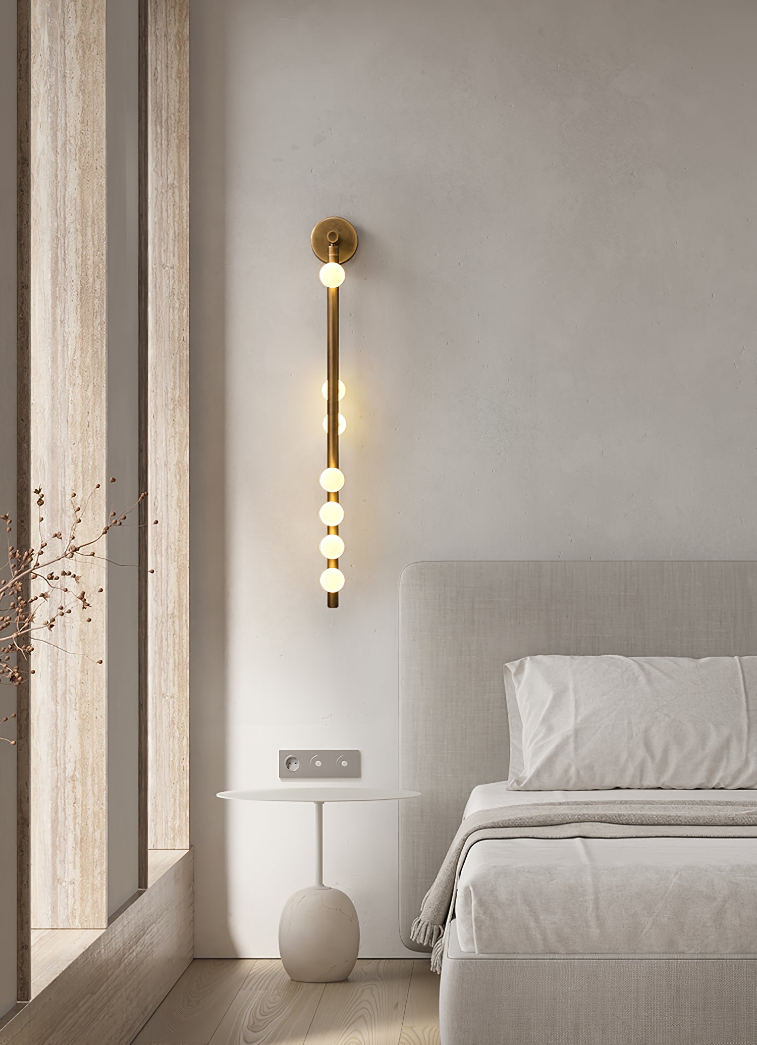 Brass Glass Tube Plug-in Wall Sconce Light - Perfect for Bedroom, Living Room, and Hallway Lighting Decor