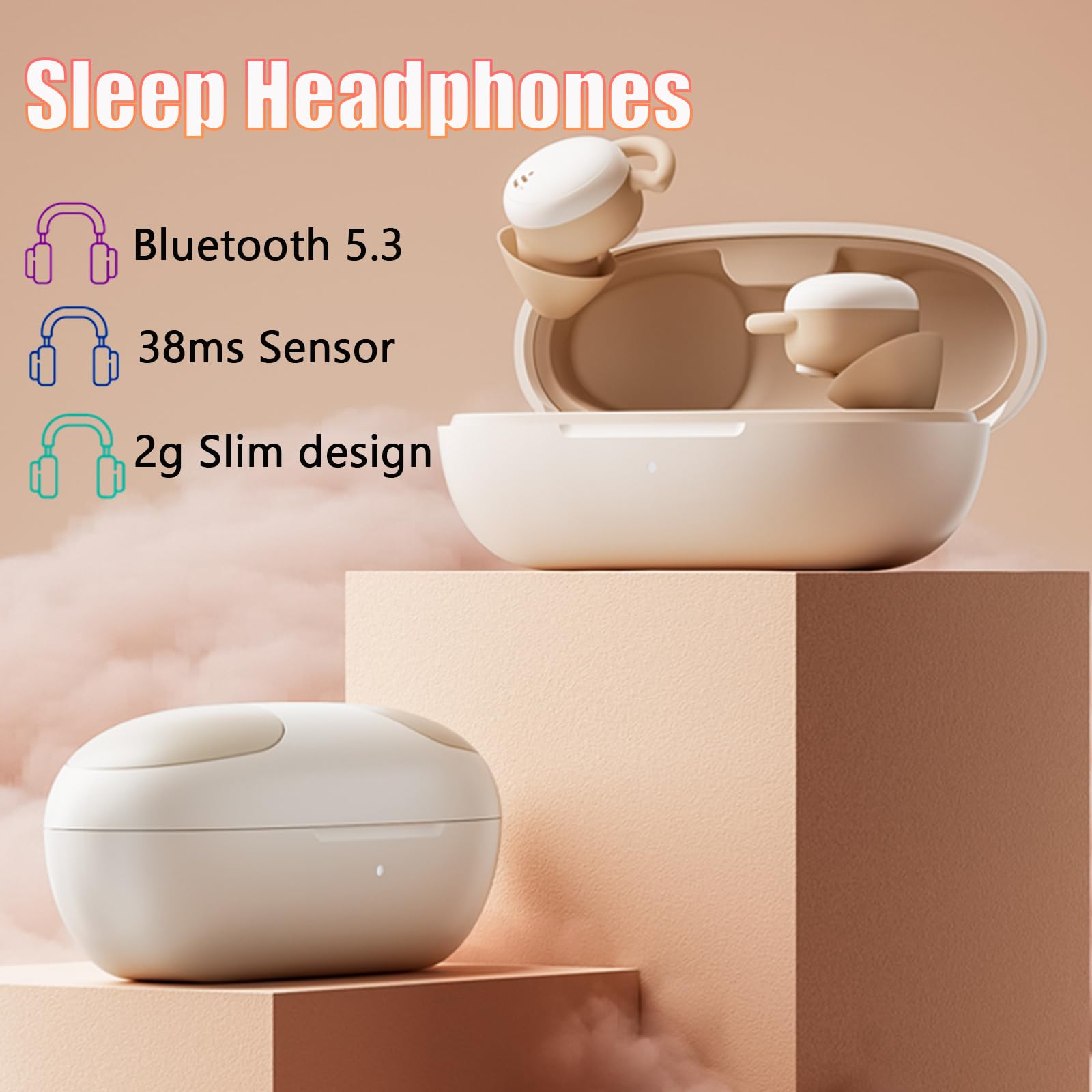 Wireless Bluetooth 5.3 Sleep Earbuds for Side Sleepers - Noise Cancelling Sleeping Headphones with 6H Playtime, Comfortable Fit Earplugs for Night Use | Perfect for Travel, Meditation & Insomnia Relief