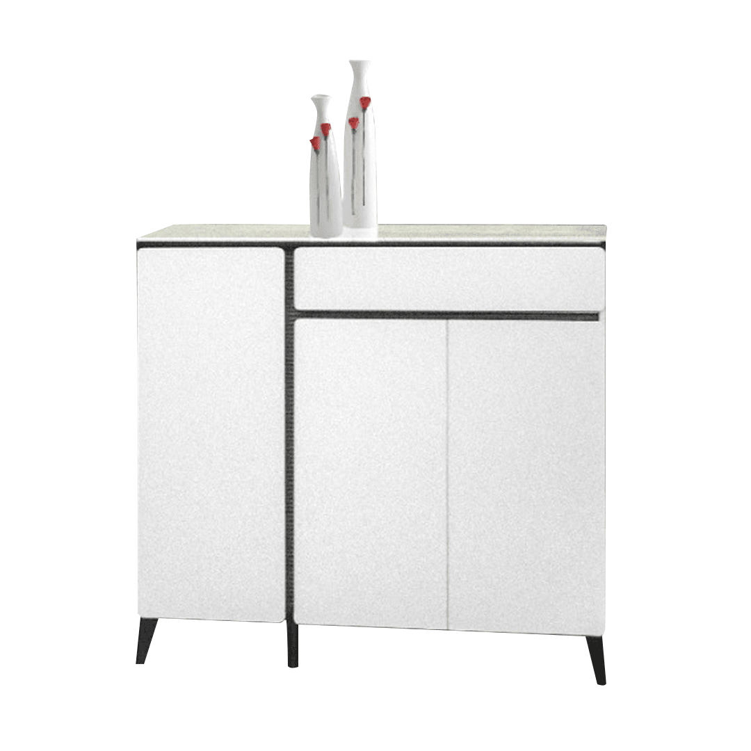 Malcy 3 Door White Shoe Cabinet - Modern Entryway Storage Organizer for Shoes, Boots & Accessories | Perfect for Hallway, Closet & Mudroom Organization