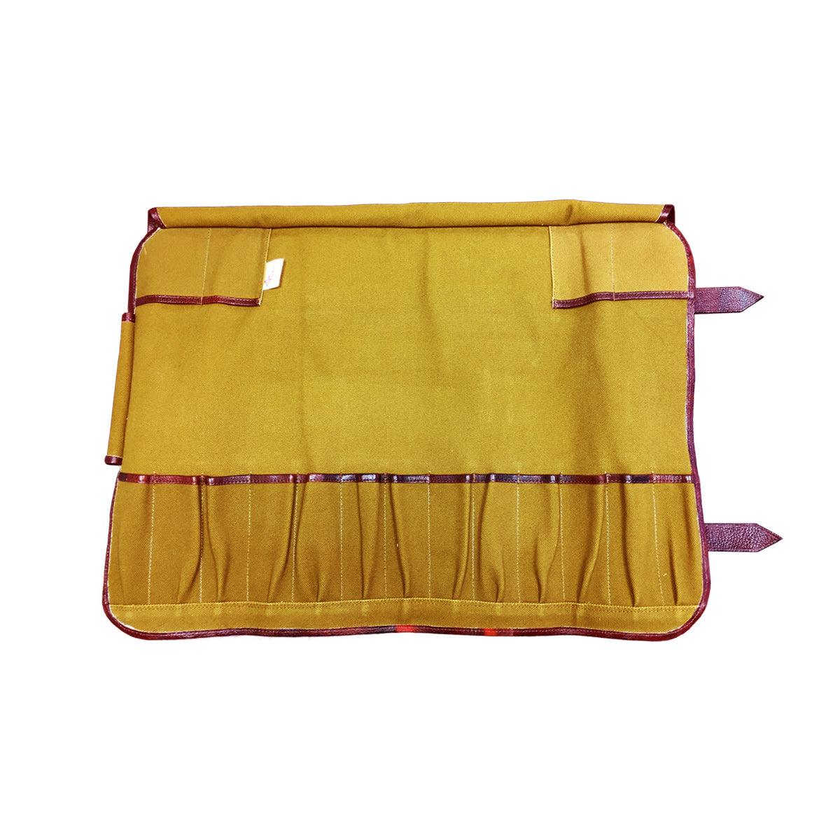 Boldric BOCK108 17-Pocket Heavy Duty Khaki Canvas Knife Roll Bag - Perfect for Chefs, Butchers & Outdoor Enthusiasts