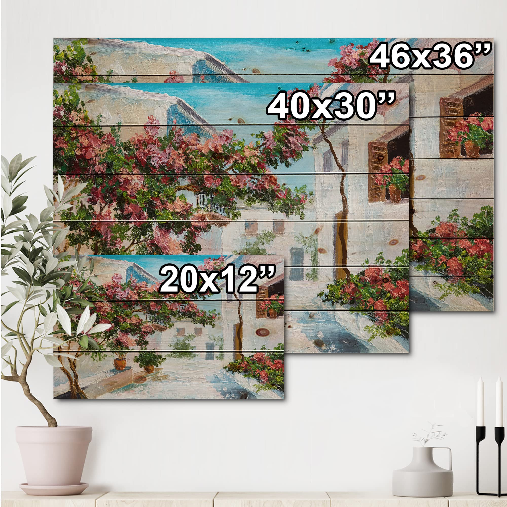 Coastal Wood Wall Art - White House & Flowers Beach Decor for Home