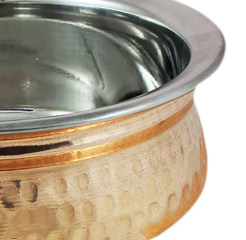 2-Piece Copper Stainless Steel Tableware Set - 5-Inch Indian Food Serving Bowls for Curry, Rice & Traditional Meals - Elegant Dinnerware for Home & Restaurant Use