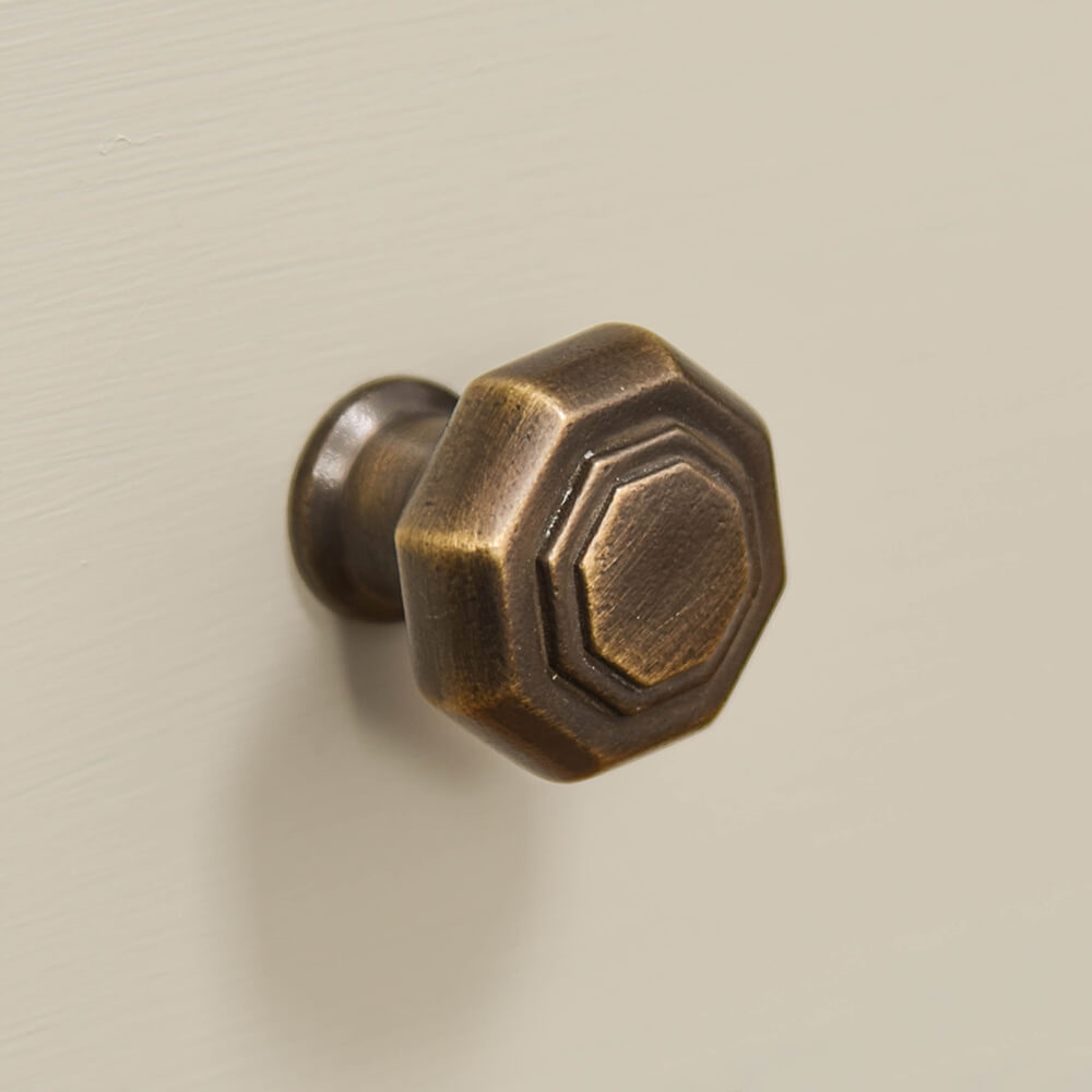 Vintage Distressed Antique Brass Octagonal Cabinet Knobs - Set of 10 for Kitchen Cabinets, Dressers & Furniture Hardware (1.25