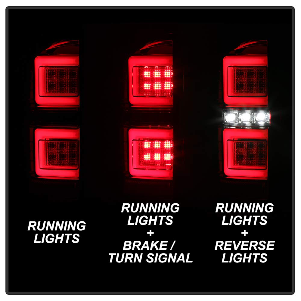ACANII LED Tail Lights for 2016-2023 Toyota Tacoma - Red & Clear Full LED Tube Brake Lamps Pair (Driver & Passenger Side) | Waterproof & Durable for Off-Roading, Night Driving & Enhanced Visibility
