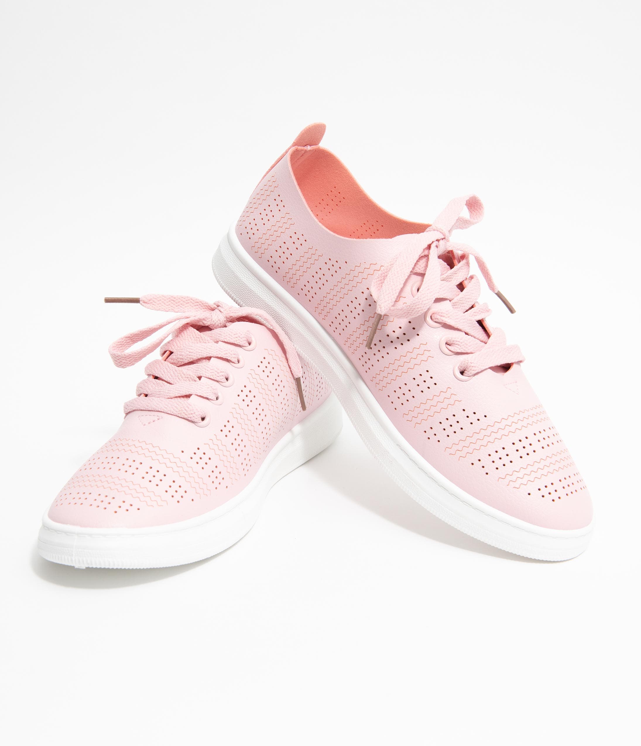 Breathable Light Pink Perforated Sneakers for Women - Comfortable Casual Walking Shoes for Running, Gym & Everyday Wear