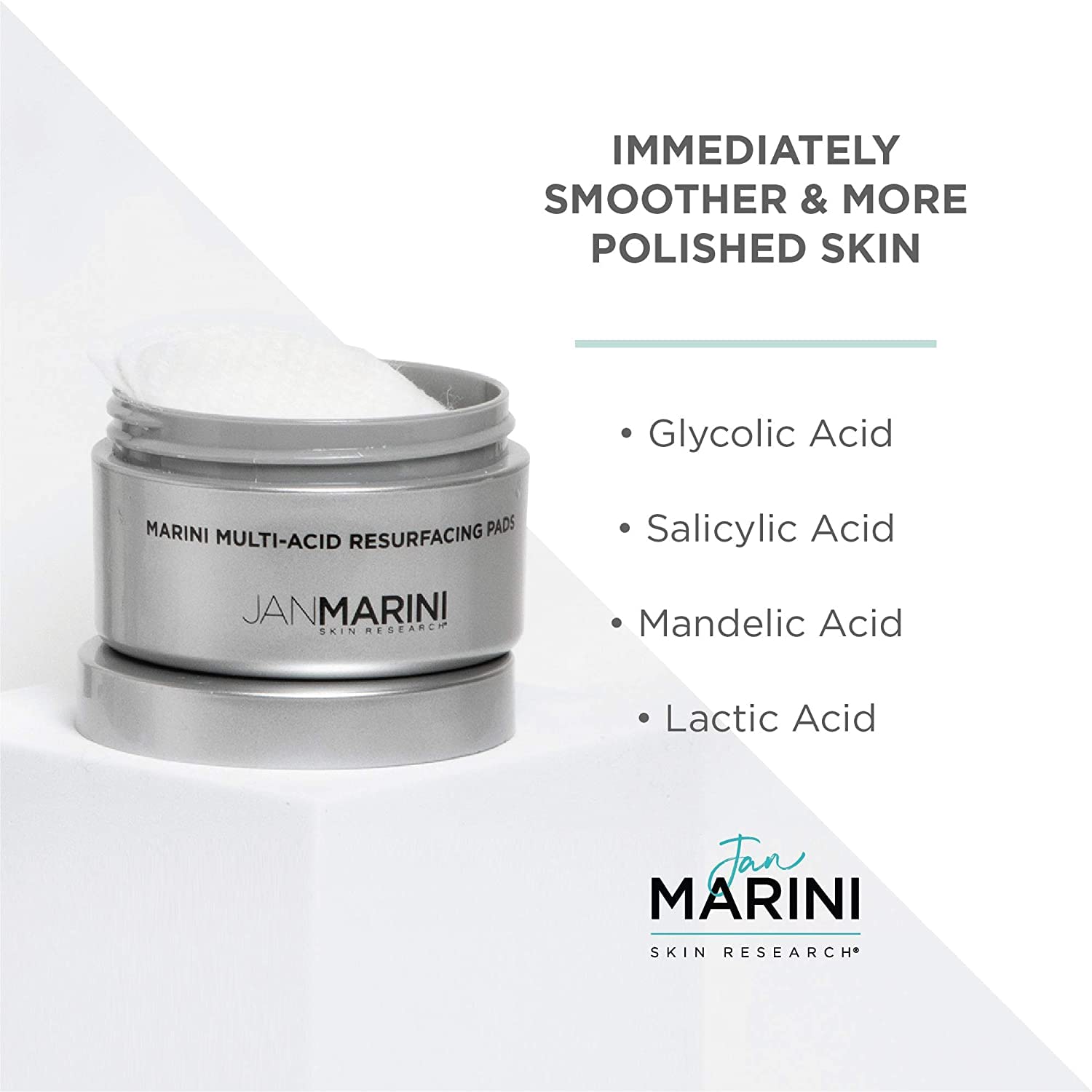 Jan Marini Skin Research Multi-Acid Resurfacing Pads - Exfoliating Facial Treatment for Glowing Skin - 30 Count - Perfect for At-Home Peel & Daily Skincare Routine