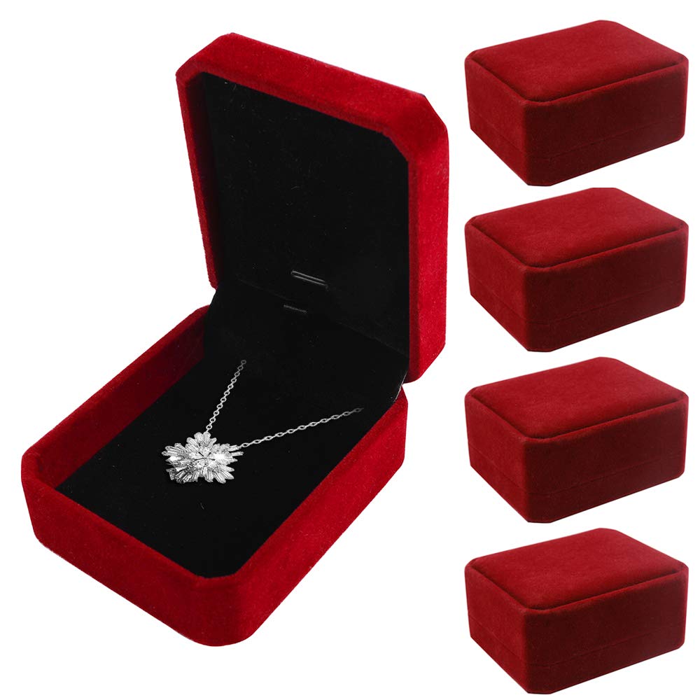 LamQee Velvet Jewelry Box - Elegant Necklace Pendant Storage & Display Case for Wedding, Proposal, Engagement, Birthday, Anniversary, Valentine's Day & Christmas Gifts (Red) - Perfect for Jewelry Organization & Romantic Gift Giving
