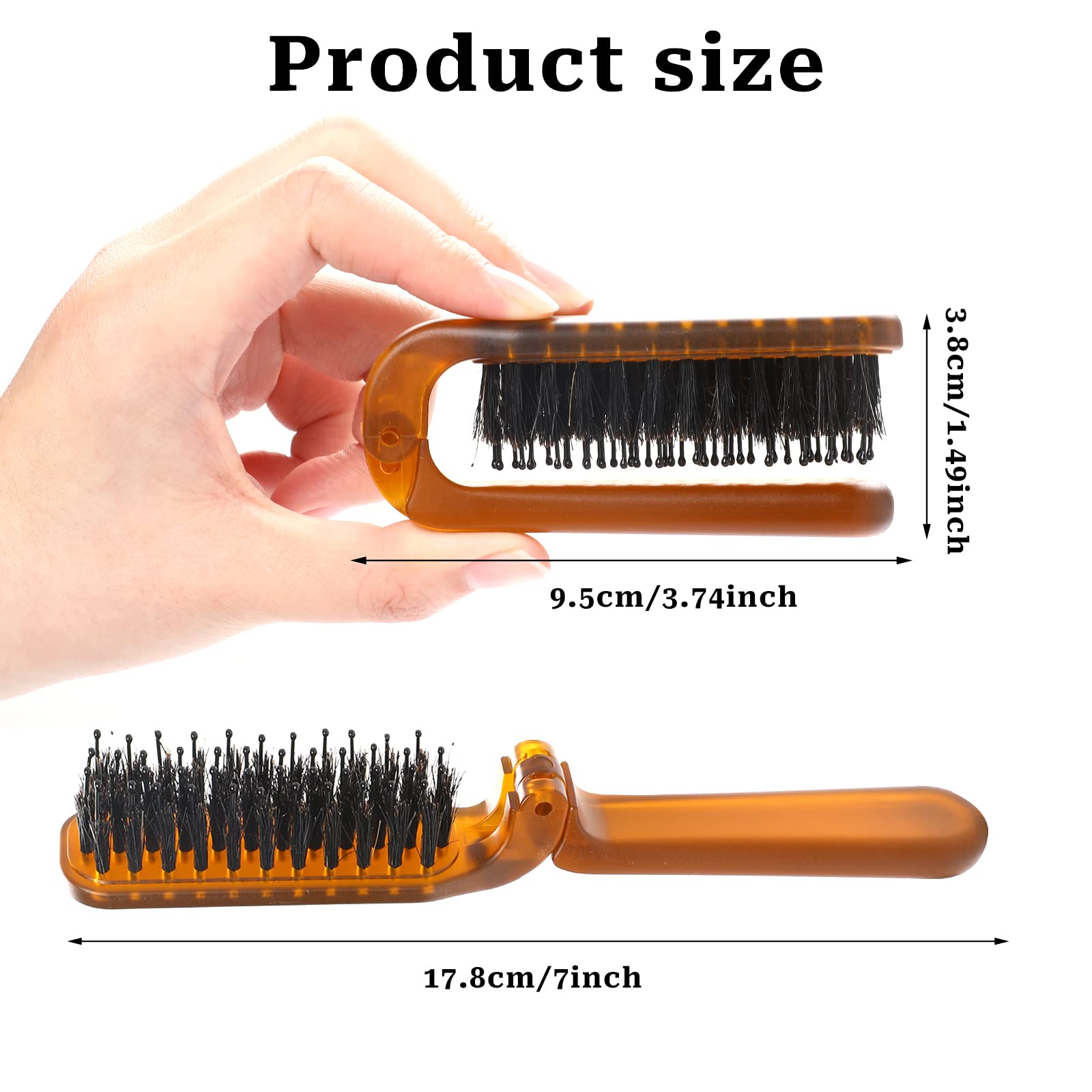 Foldable Boar Bristle Travel Hair Brush - Compact Collapsible Pocket Hair Comb for Women | Perfect for On-the-Go Styling, Travel, Gym & Purse Organization