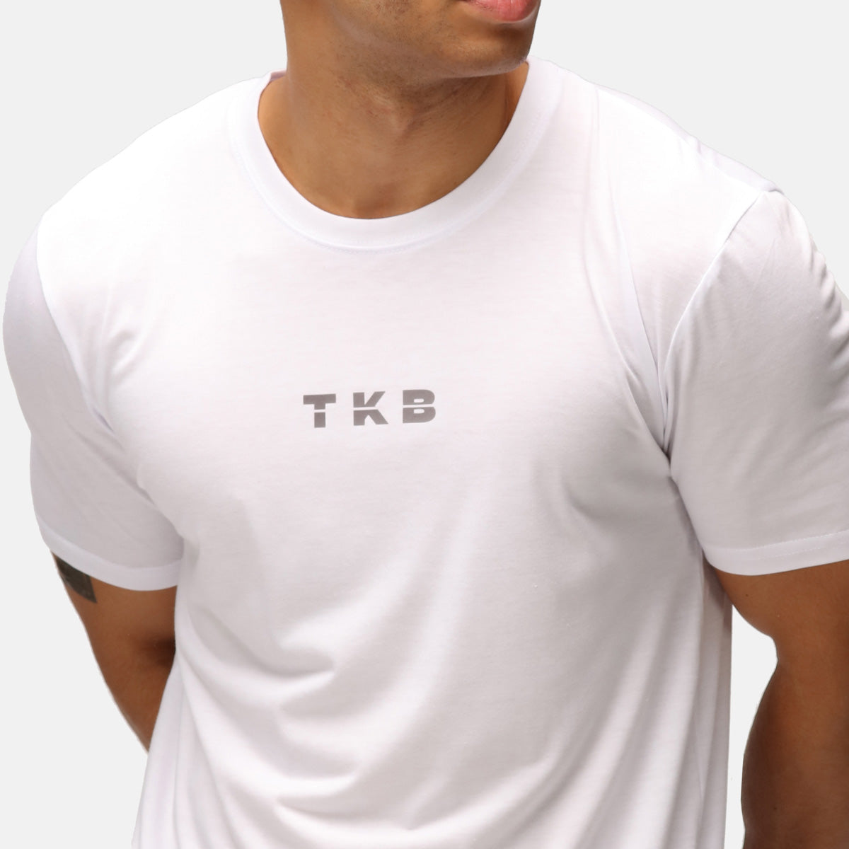 Premium TKB Men's White Tri-Blend T-Shirt - Soft Cotton-Polyester-Spandex Blend for Comfort & Style - Perfect for Casual Wear, Gym, and Everyday Outfits