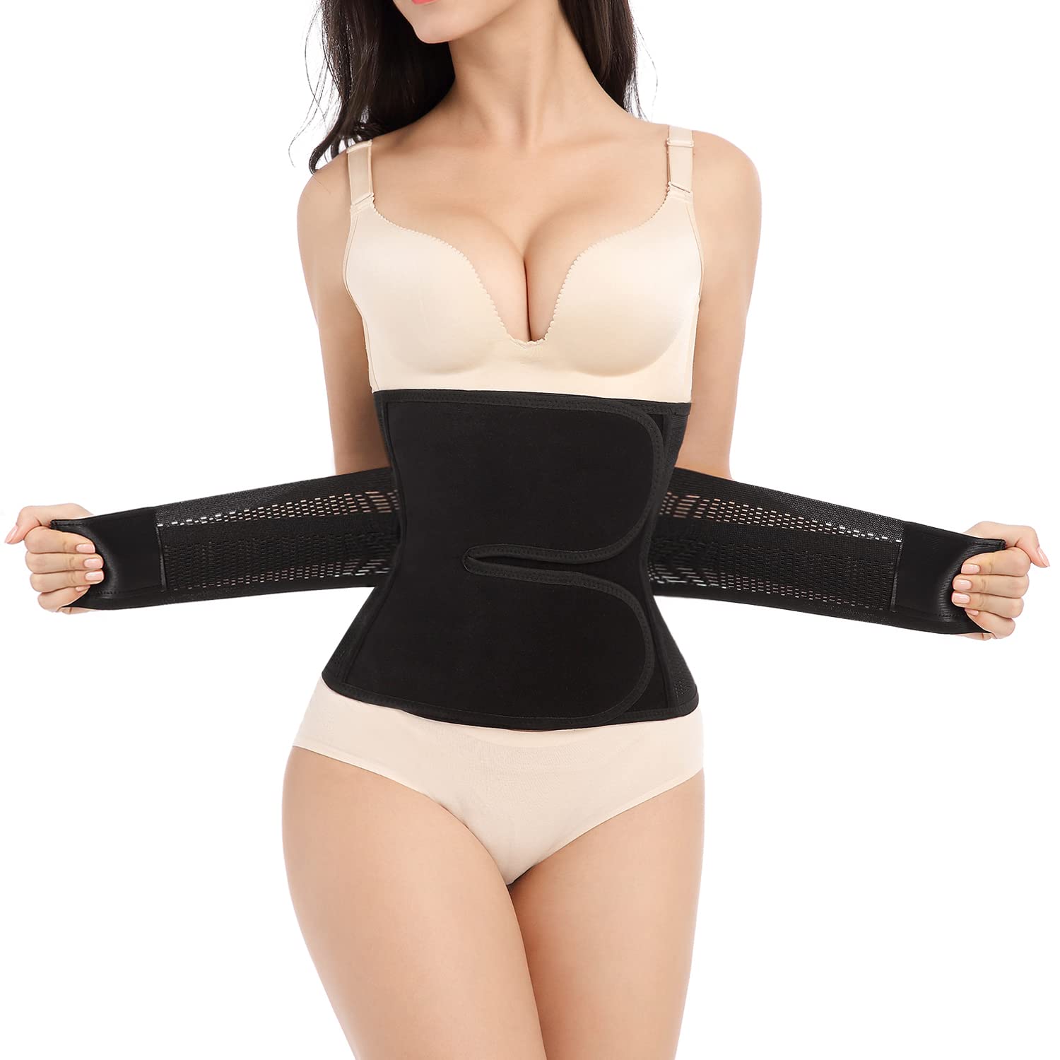 Postpartum Belly Band for C-Section Recovery - Post Surgery Abdominal Binder & Tummy Tuck Compression Wrap - Waist Trainer Girdle for Women (Black, Medium) - Ideal for Postpartum Care, C-Section Healing & Body Shaping