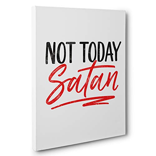 Not Today Satan Canvas Wall Art - Inspirational Home Decor for Living Room, Bedroom & Office - Funny Christian Gift for Halloween, Christmas & Housewarming