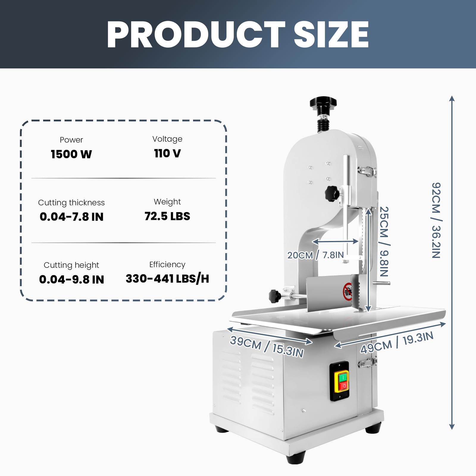 1500W Commercial Meat Band Saw - 20
