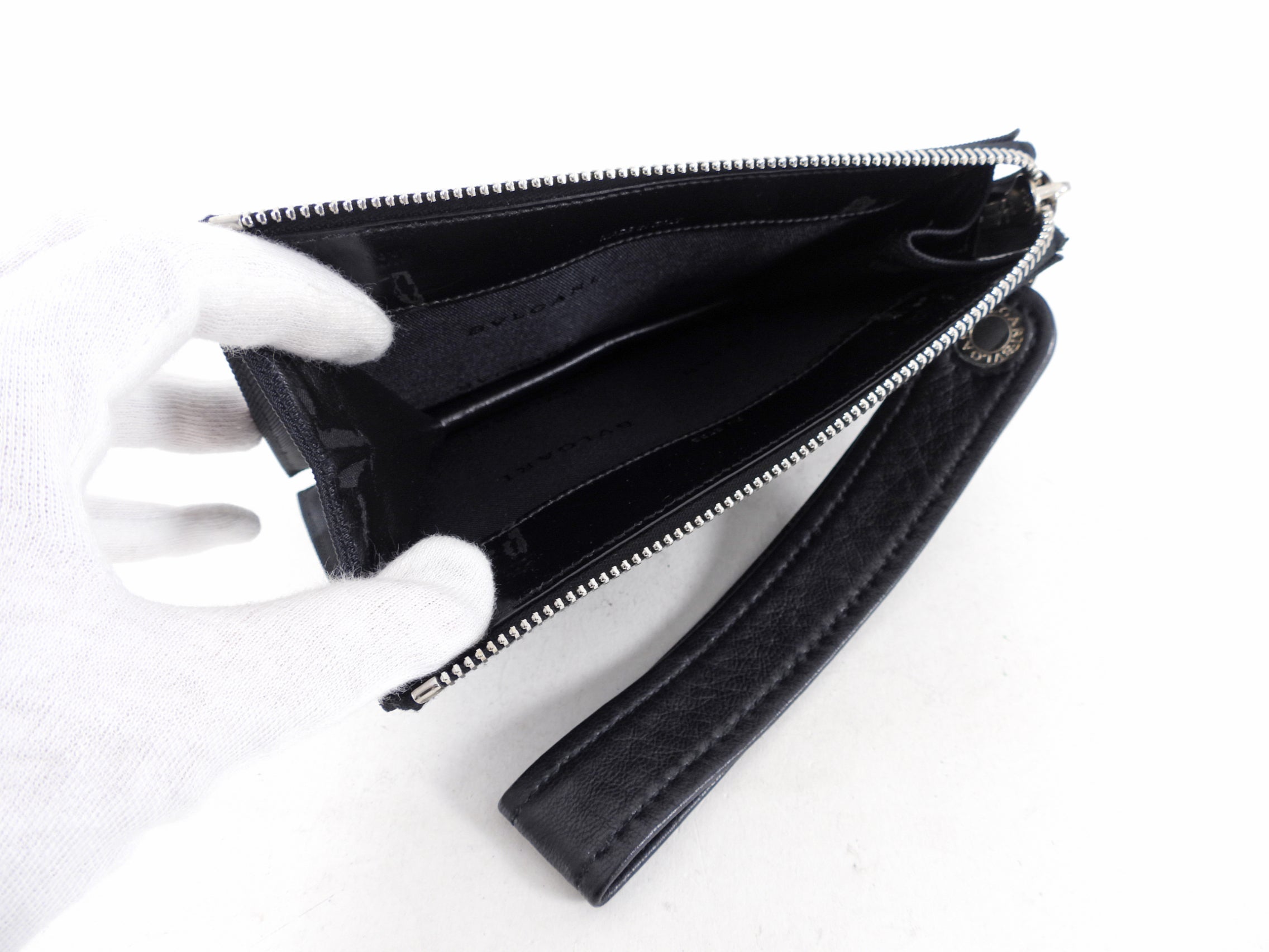 Bulgari Black Nylon Small Travel Cosmetic Wristlet Pouch - Luxury Makeup Bag for Women, Perfect for Travel & Everyday Use