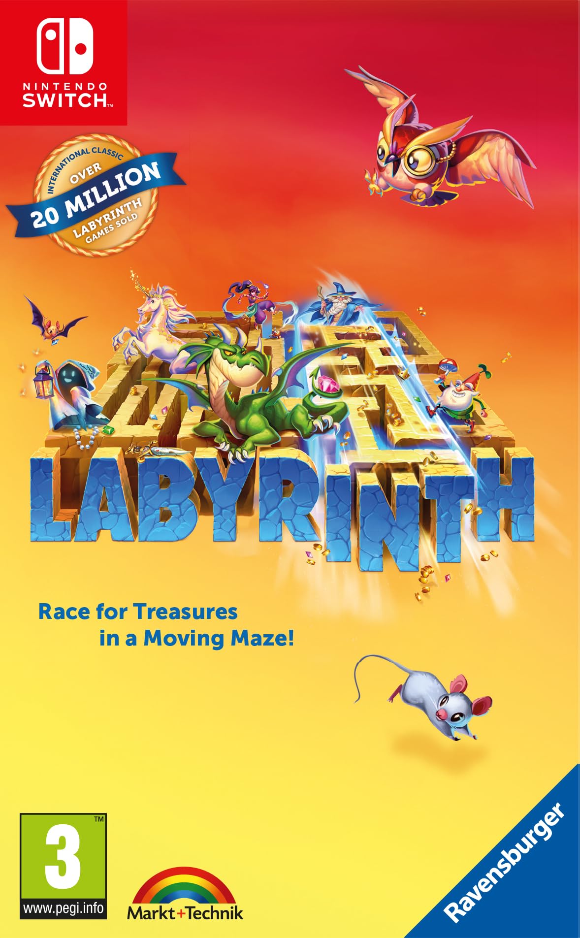 Ravensburger Labyrinth Board Game for Nintendo Switch - Family Fun Strategy Game for Kids & Adults - Perfect for Game Nights & Party Entertainment