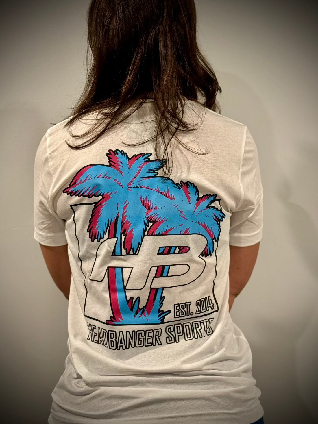 HB Lifestyle Active Wear Men's T-Shirt - Breathable Cotton Short Sleeve Tee with Palm Tree Print for Gym, Running & Casual Wear (White)