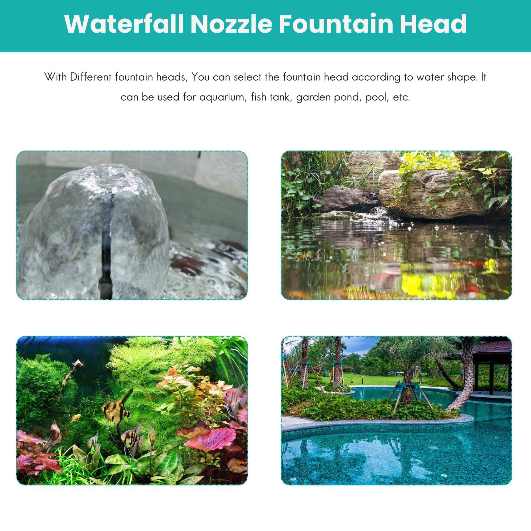 9Pcs Small Fountain Nozzle Kit for Pond, Pool & Garden - Submersible Pump Water Fountain Nozzles for Outdoor Decoration