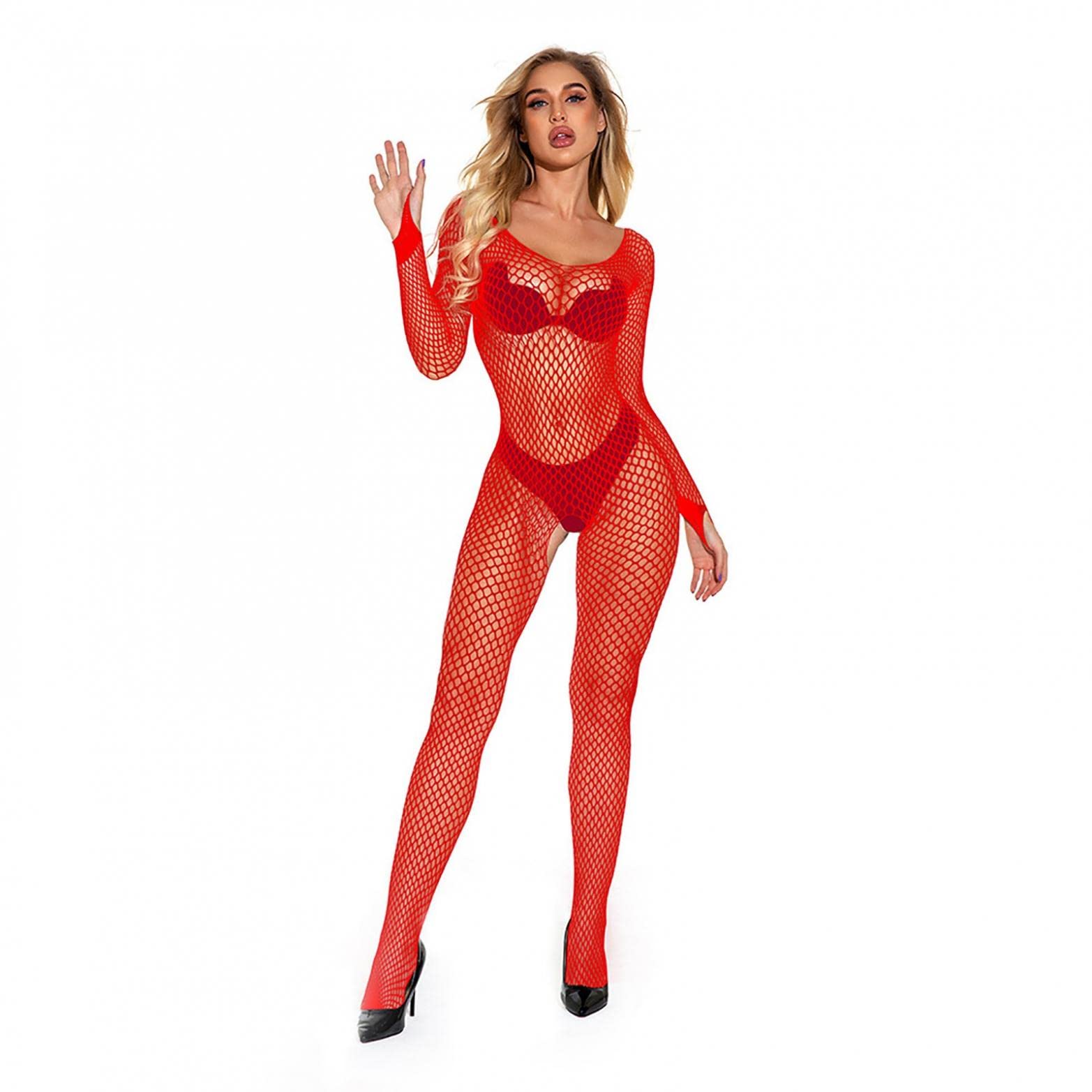 Sexy Fishnet Bodysuit Lingerie for Women - Stretchy Mesh Bodystocking Babydoll Sleepwear & Nightwear | Perfect for Valentine's Day, Boudoir Photography, and Romantic Nights