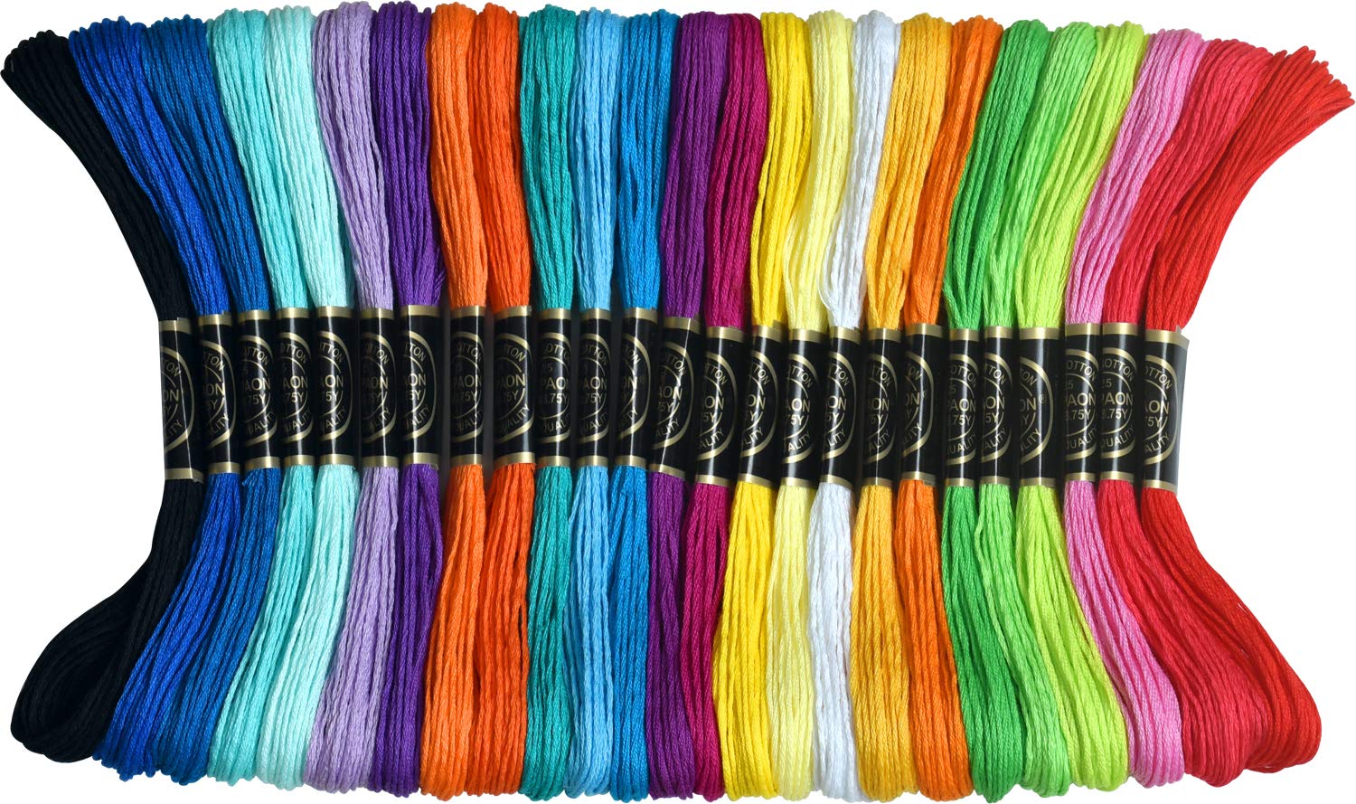 Rainbow Embroidery Floss Kit - 25 Skeins Cross Stitch Thread for DIY Friendship Bracelets, Hand Embroidery & Craft Projects - Vibrant Color Assortment for Sewing, Needlework & Scrapbooking