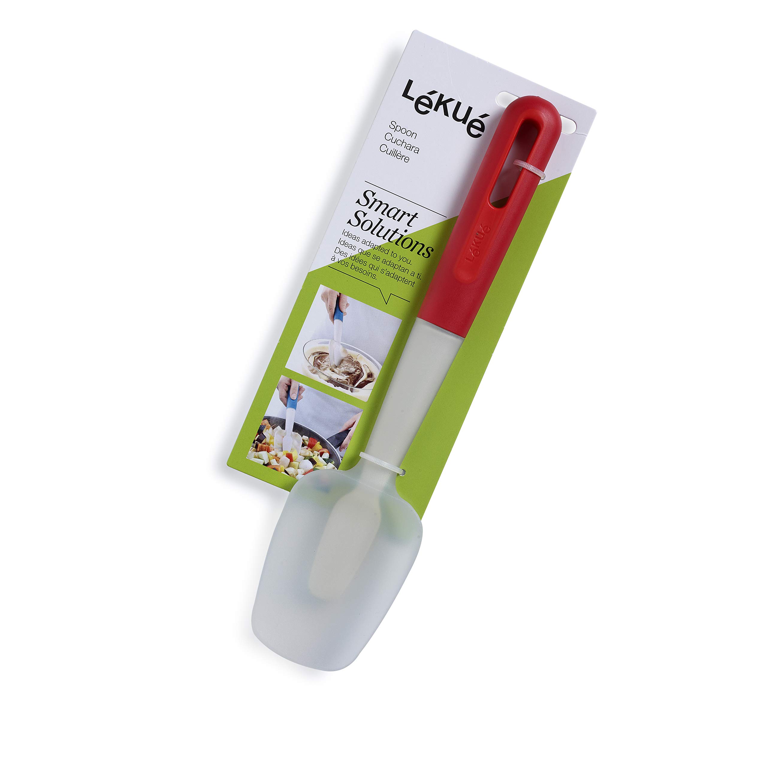 Lekue Silicone Cooking Spoon - Heat Resistant, BPA-Free Kitchen Utensil for Baking, Mixing & Serving - Red & White (Perfect for Non-Stick Pans & Everyday Cooking)