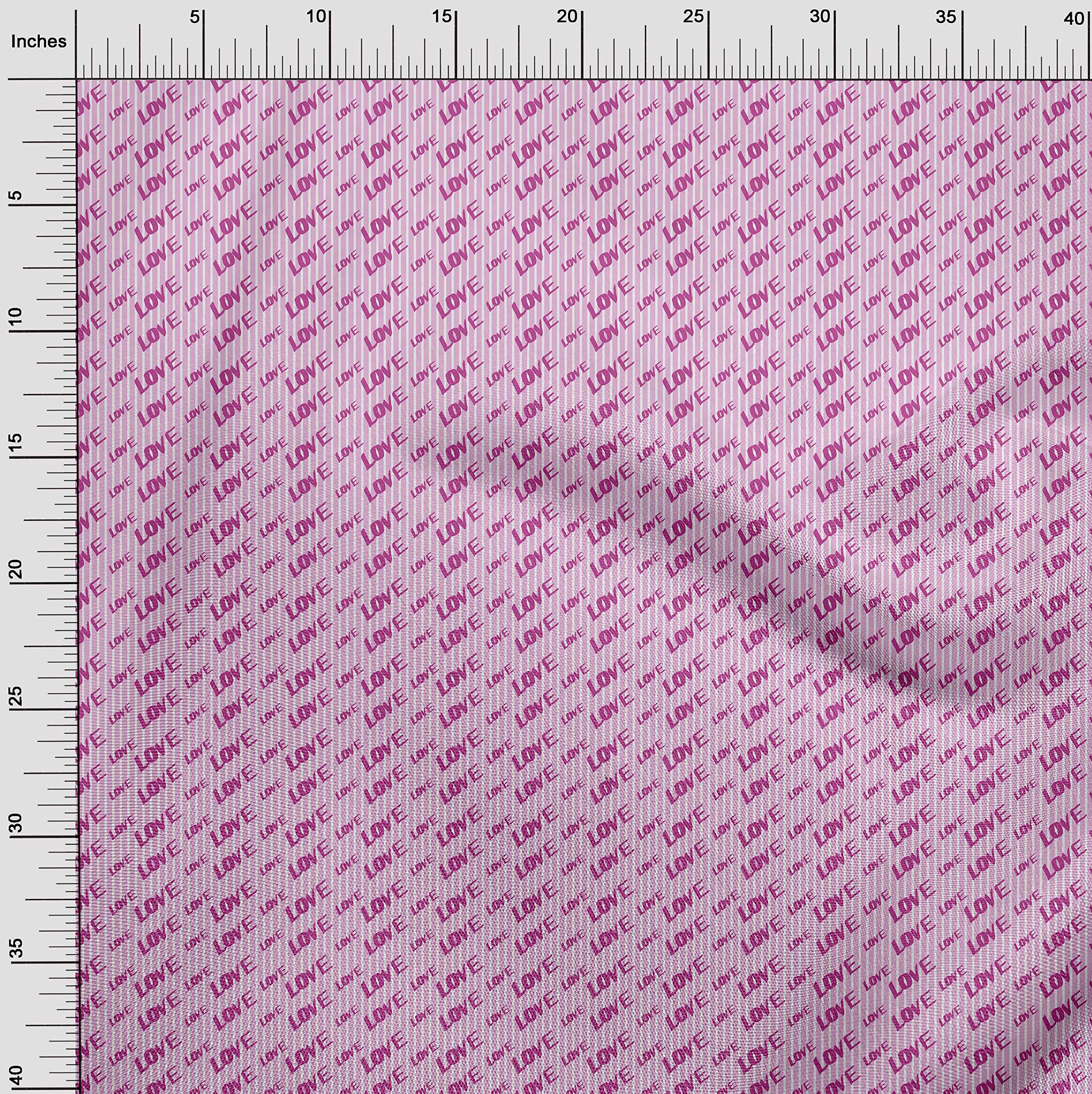 oneOone Viscose Jersey Fuchsia Pink Fabric - 60 Inch Wide Printed Dress Material for DIY Fashion, Home Decor & Craft Projects | Soft Writing Font Design