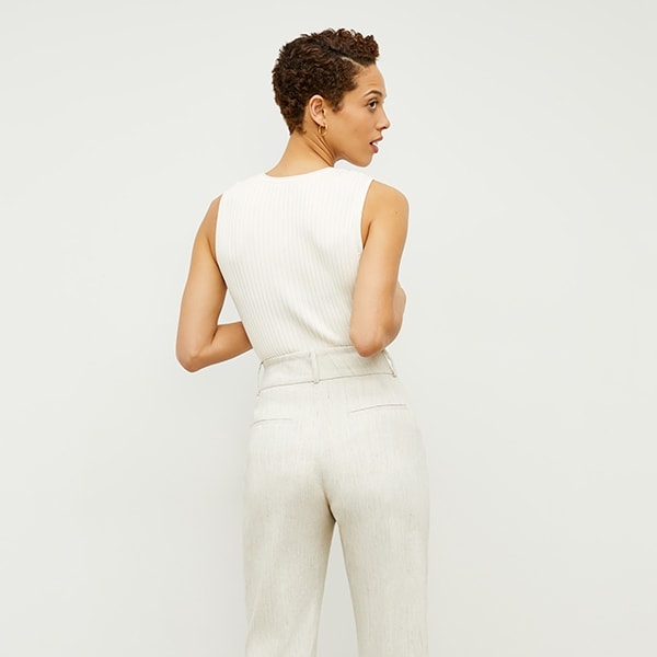 Chester Pant - Slubbed Stretch Linen Pants for Women | Natural Color | Comfortable Casual Wear for Office & Weekend Outings