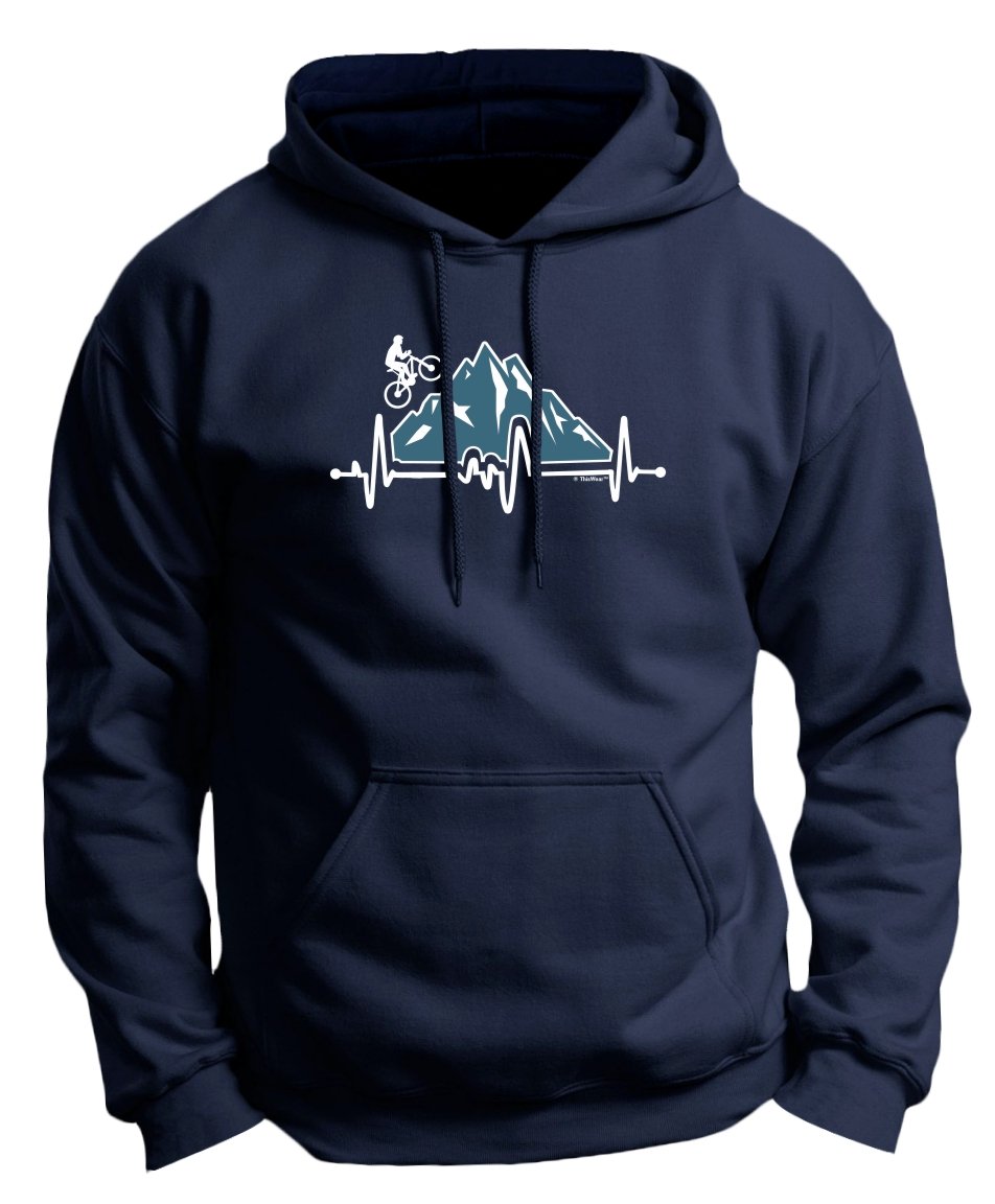 Premium MTB Cycling Hoodie Sweatshirt - Heartbeat Design Bike Gifts for Men & Women - Perfect for Mountain Biking, Road Cycling & Outdoor Sports