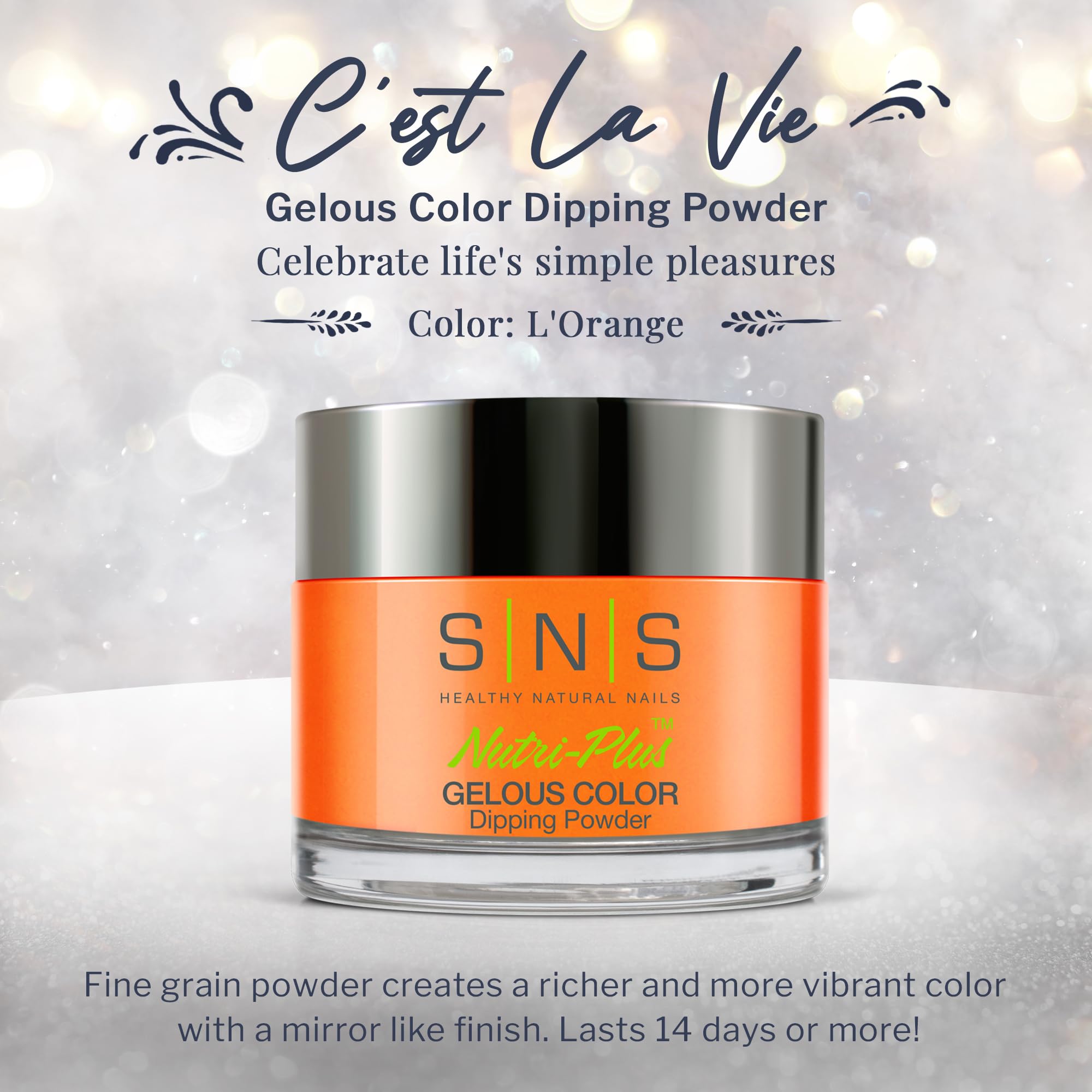 L'Orange SNS Nail Dip Powder - Long-Lasting Orange & Cream Dipping Powder for 14 Days Wear - Low Odor, No UV Lamp Needed - 1oz Gel Nail Polish for Home Manicures & Salon Quality Nails