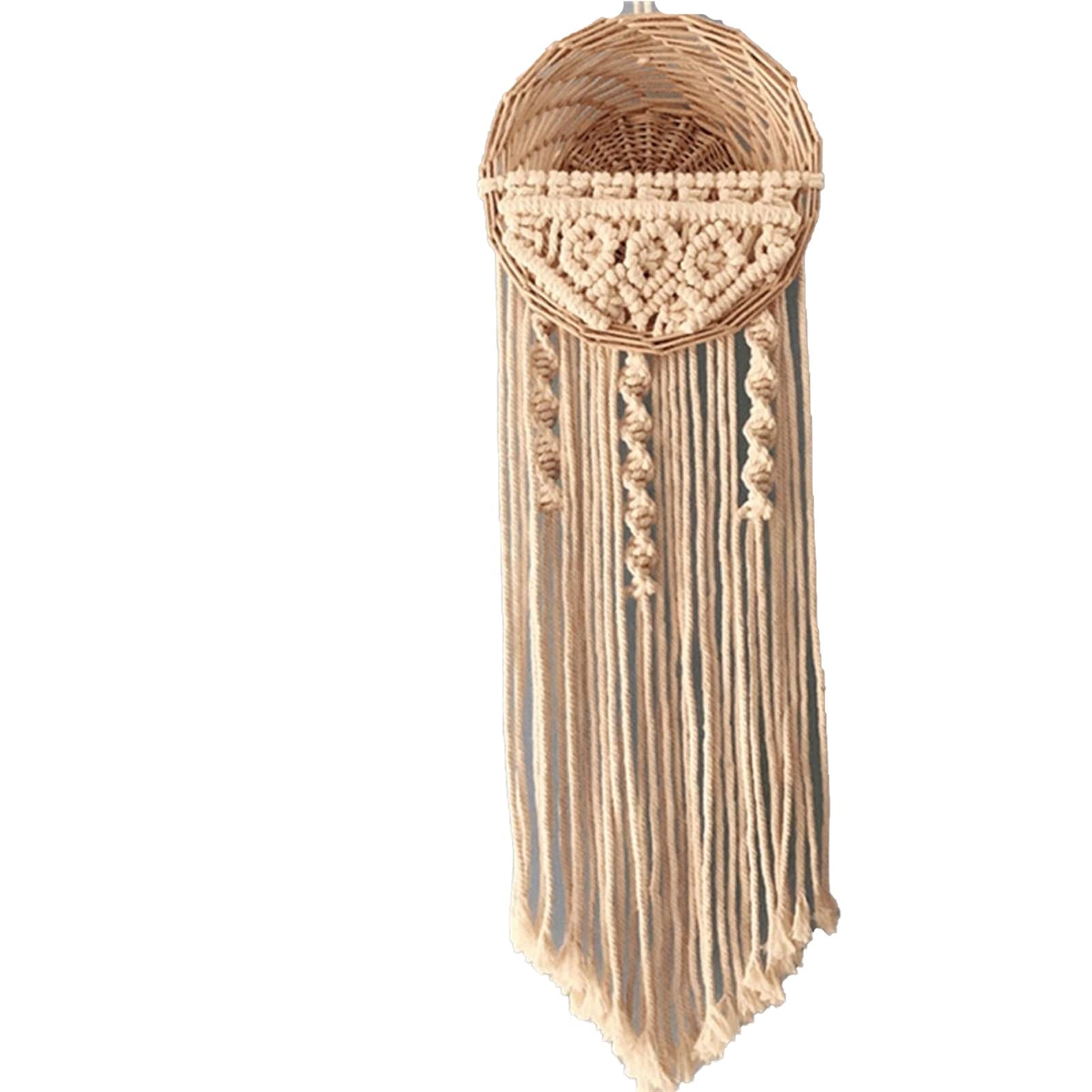 Hand Woven Macrame Wall Hanging - Bohemian Round Flower Pot Tapestry Art for Home Decor, Bedroom & Living Room (Size Type B) | Perfect for Boho Chic, Farmhouse & Eclectic Interior Design Styles