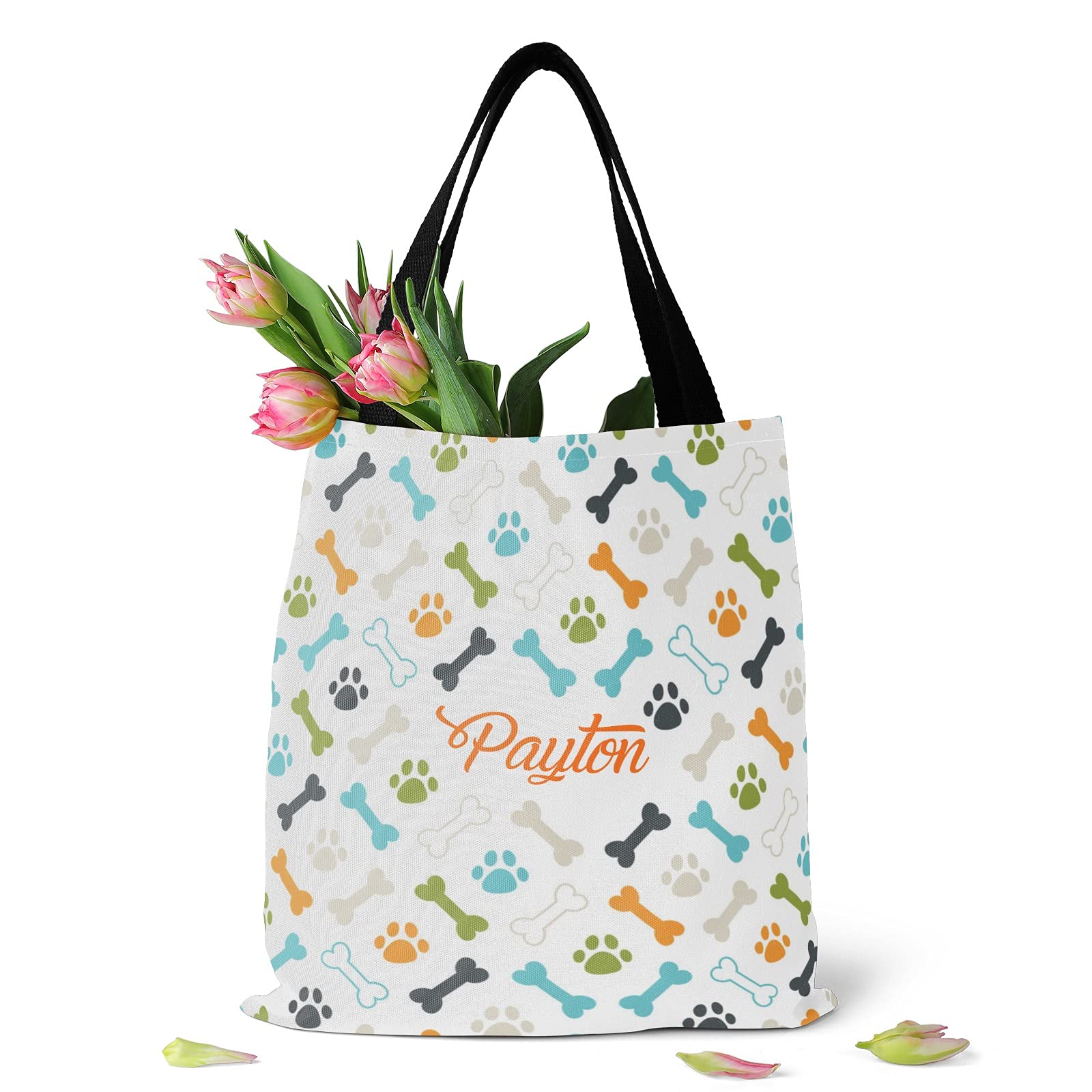 Personalized Dog Footprint Tote Bag - Durable Canvas Shopping & Travel Bag for Pet Lovers