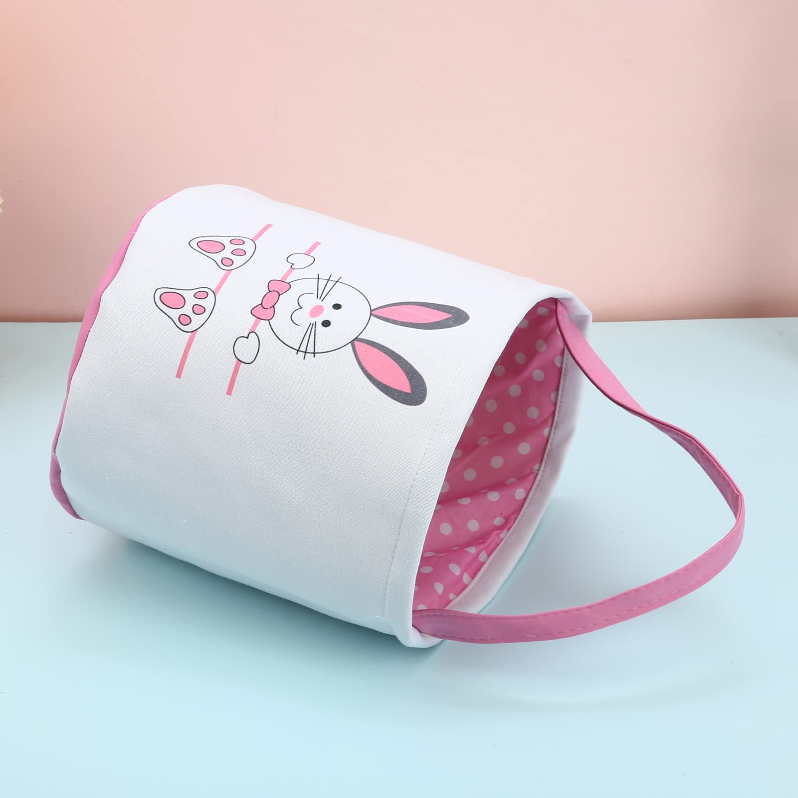 2 Pack Personalized Easter Bunny Basket Bags for Kids - Cotton Canvas Easter Egg Hunt Bags with Cute Rabbit Print - Perfect for Easter Eggs, Candy & Gifts (Blue, Pink) - Great for Easter Parties, Egg Hunts & Spring Celebrations