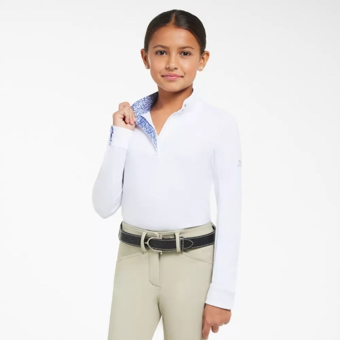 RJ Classics Girls Tori Show Shirt - Equestrian Riding Top for Horseback Riding & Competitions - Perfect for Show Jumping & Dressage Events