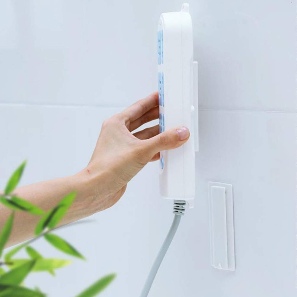 4-Pack Cabilock Wall Mounted Remote Holder & Closet Hooks - Under Desk Power Strip Organizer, Adhesive Wall Hangers for Cable Management & Utensil Storage (White) - Perfect for Bedroom, Office & Kitchen Organization