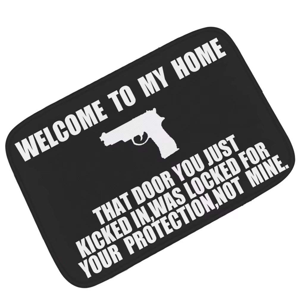 YQ Park Pistol Letters Welcome Decor Non-Slip Doormat - Perfect for Office, Foyer, Hall, Living Room & Bathroom - Durable & Stylish Entryway Rug for Home & Business Use