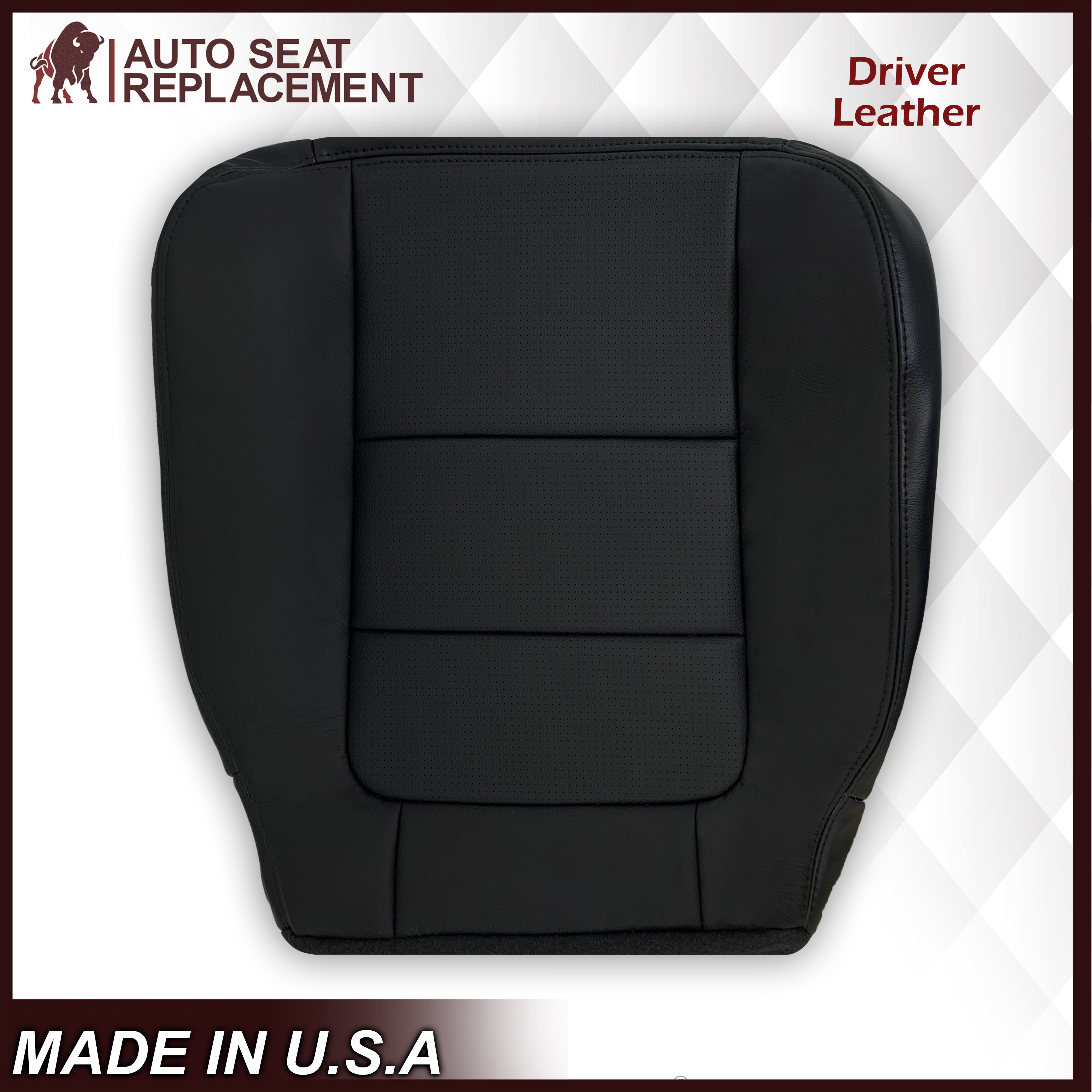 2001-2003 Ford F350 F250 Lariat Extended Cab Black Perforated Seat Covers - Genuine Leather or Premium Vinyl - Perfect for Truck Upgrades & Road Trips