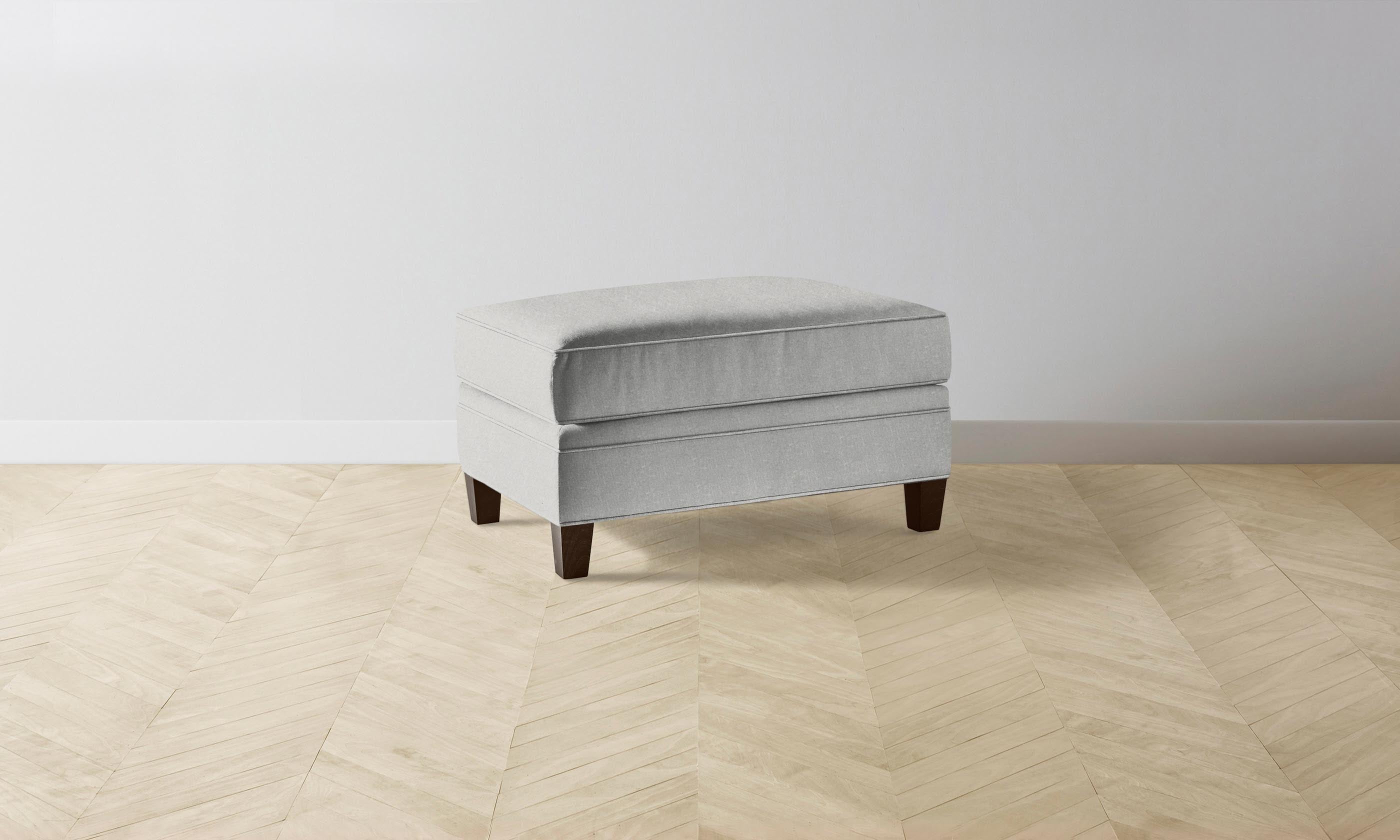 Premium Carmine Ottoman with Merino Heather Grey Upholstery - Stylish Footrest & Accent Chair for Living Room, Bedroom, or Office Decor