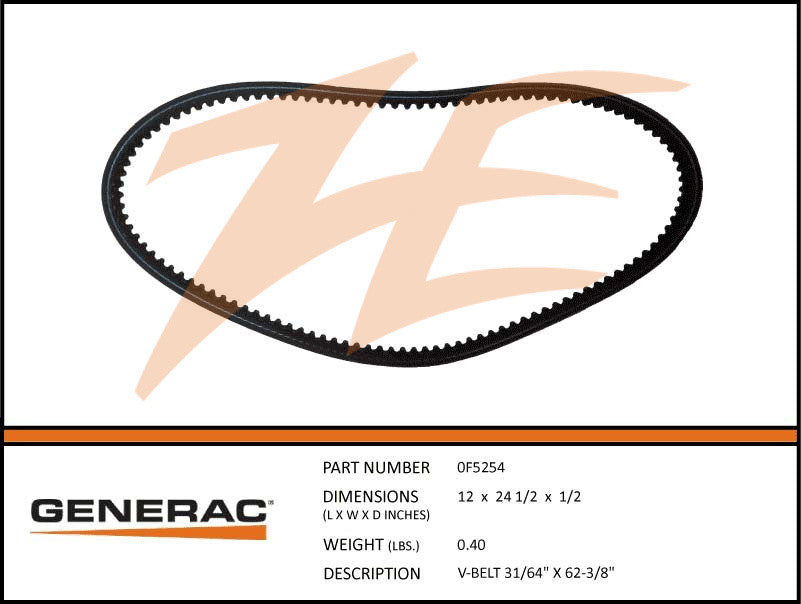 Generac 0F5254 V Belt 31/64