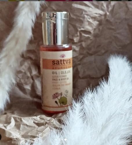 Sattva Ayurveda Lotus Flower Face & Body Oil - Organic, Natural Skincare for Hydration & Glow - Perfect for Daily Moisturizing & Massage Therapy