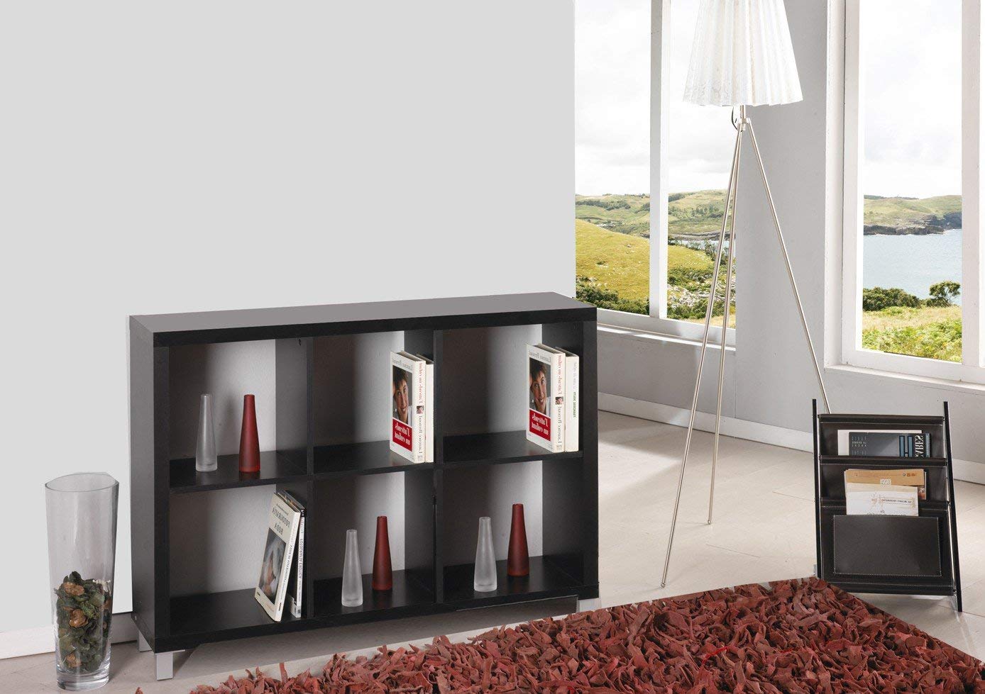 6-Shelf Black Bookcase - Sturdy & Modern Bookshelf for Home, Office, or Library Storage - Perfect for Organizing Books, Decor, and Essentials