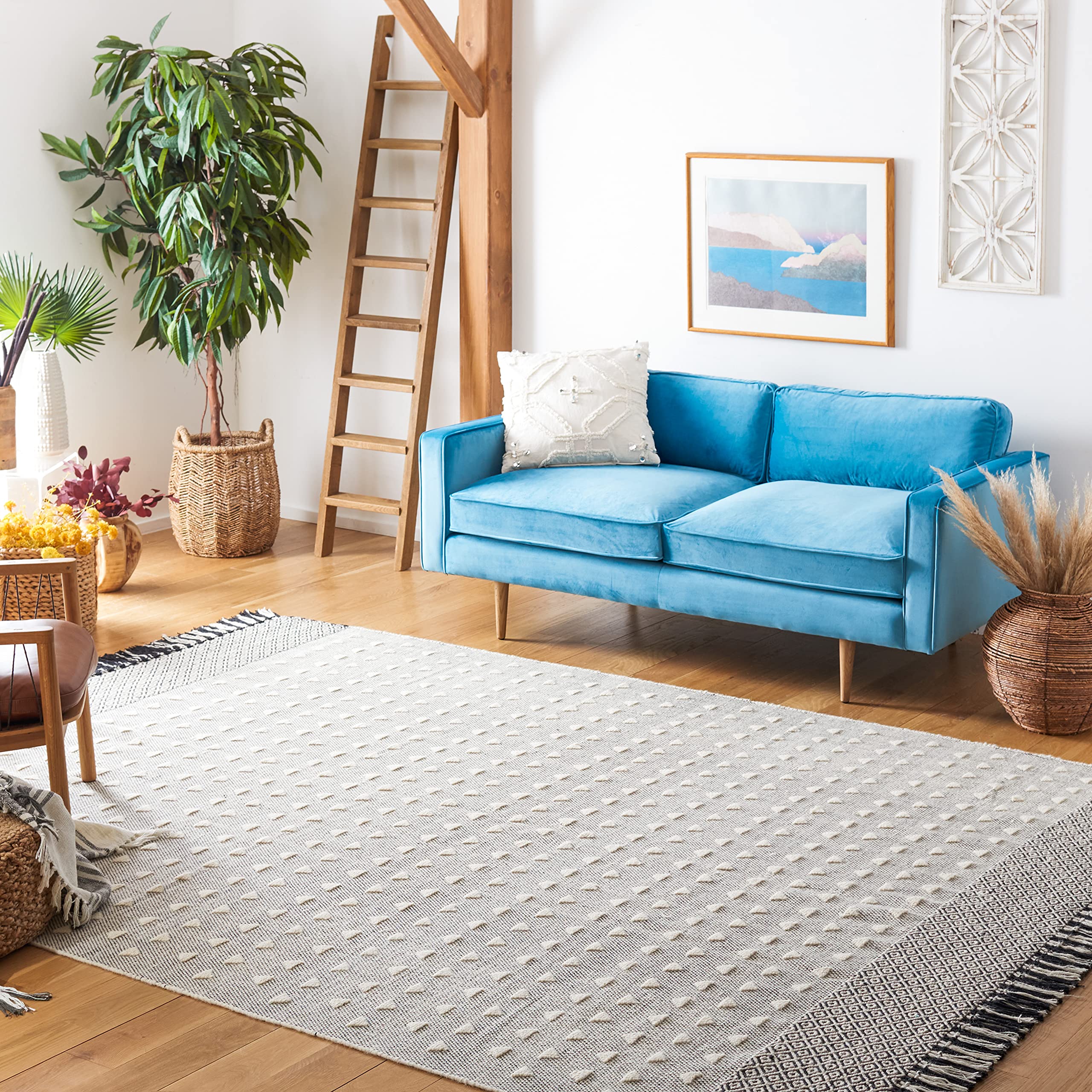 SAFAVIEH Vermont Collection 6'x6' Ivory/Black Flatweave Wool Area Rug VRM503A - Soft & Durable for Living Room, Dining Room, Bedroom Decor