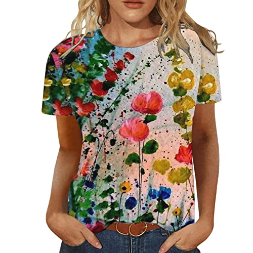 Tintwwg Women's Oversized T-Shirts - Summer Casual Tops, Round Neck Blouses for Running, Exercise & Golf | Comfortable & Stylish Tees for Workout, Lounge & Everyday Wear
