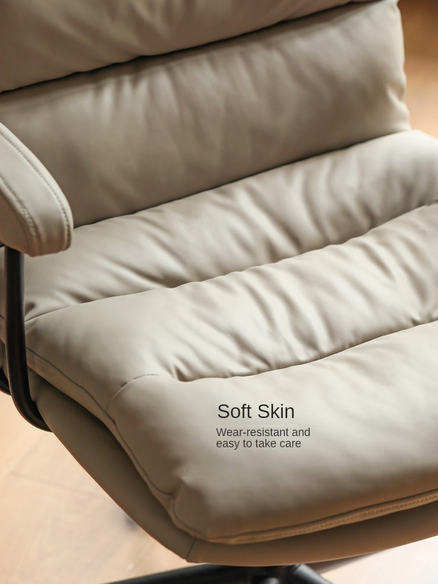 Premium Organic Leather Ergonomic Office Chair with Adjustable Height - Perfect for Home & Workspace Comfort