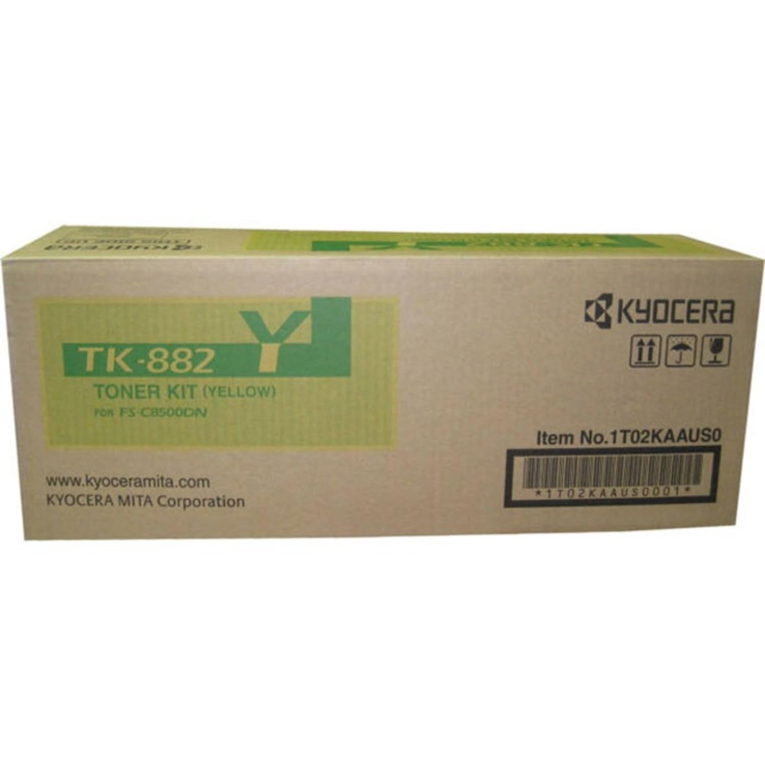 Kyocera TK-882Y Yellow Toner Cartridge (1T02KAAUS0) - Compatible with ECOSYS FS-C8500DN Color Laser Printer | 18,000 Page Yield at 5% Coverage | Ideal for Office Printing, Business Documents & High-Volume Color Output