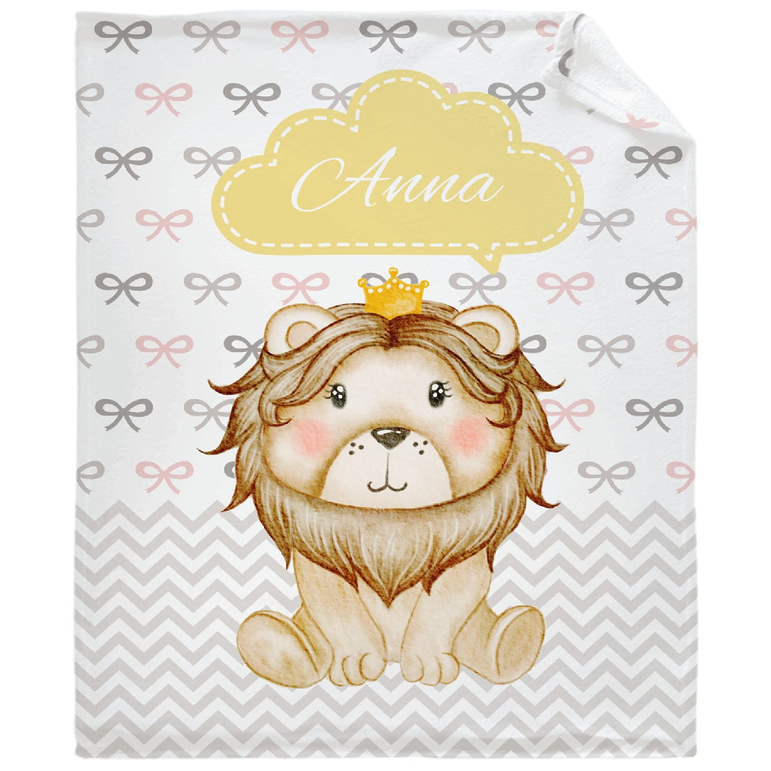 Personalized Baby Blanket with Name - Custom Lion Fleece Blanket for Newborns, Girls & Boys - Soft Cozy Throw Quilt for Crib, Stroller & Nursery - Perfect Baby Shower Gift & Keepsake